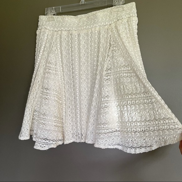 IRO Teejay Crochet Lace Mini Skirt in Ecru Size 8 Cream Off White A-Line Flouncy - Picture 14 of 16